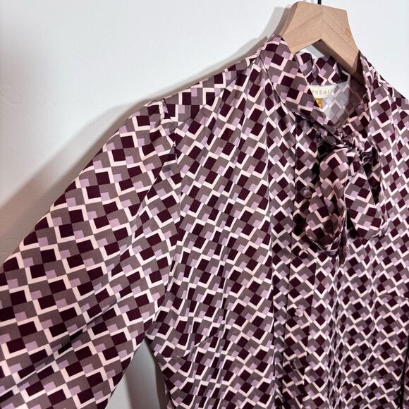 Downeast KELLY SHIRTDRESS WITH BOW TIE NEW with tags Size Medium GEO PEPPERCORN - Picture 3 of 15